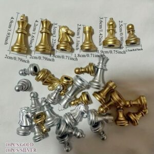 Weighted Plastic Chess Pieces - Gold & Silver